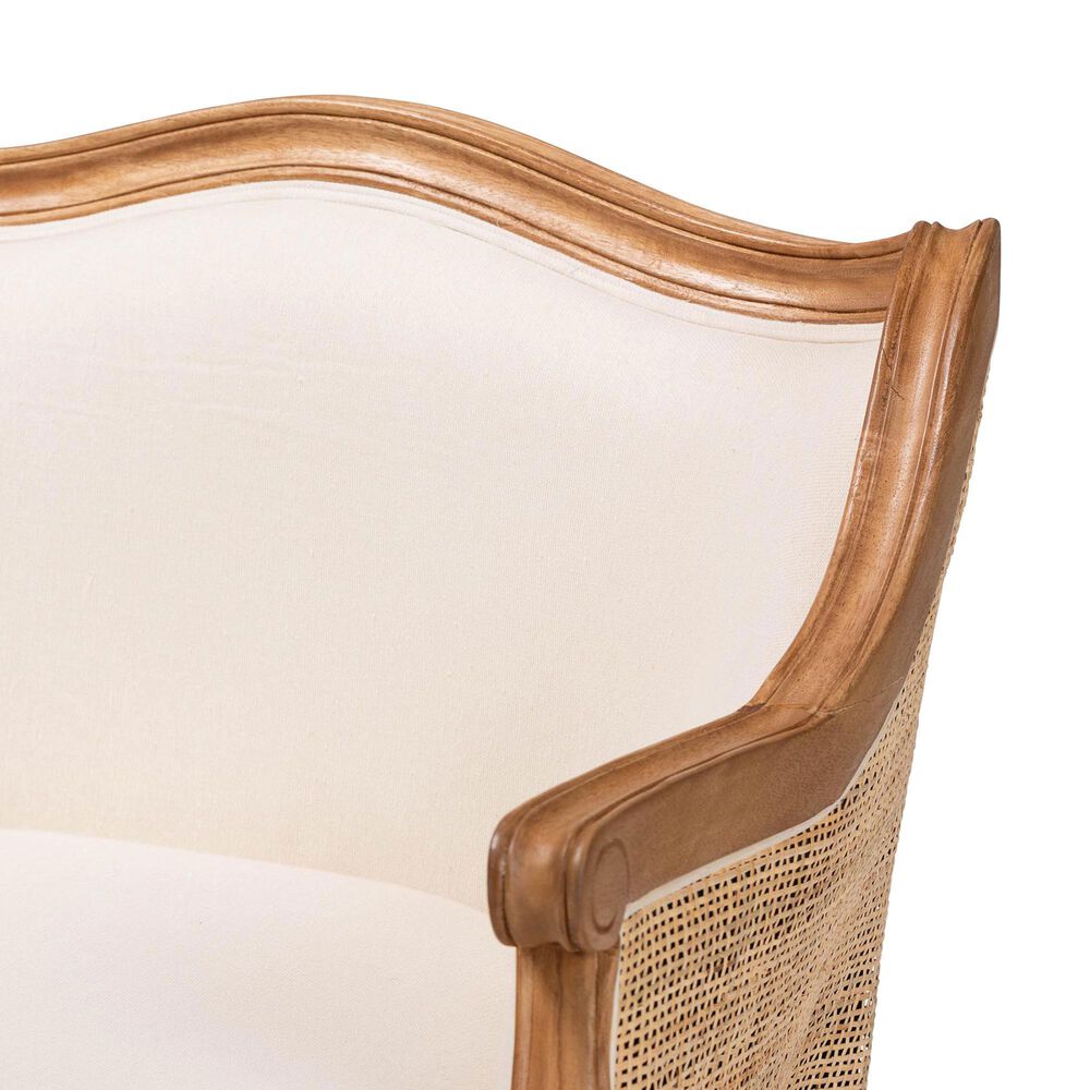 Baxton Studio Sylvestra Accent Chair with Honey Oak Frame in Beige, , large