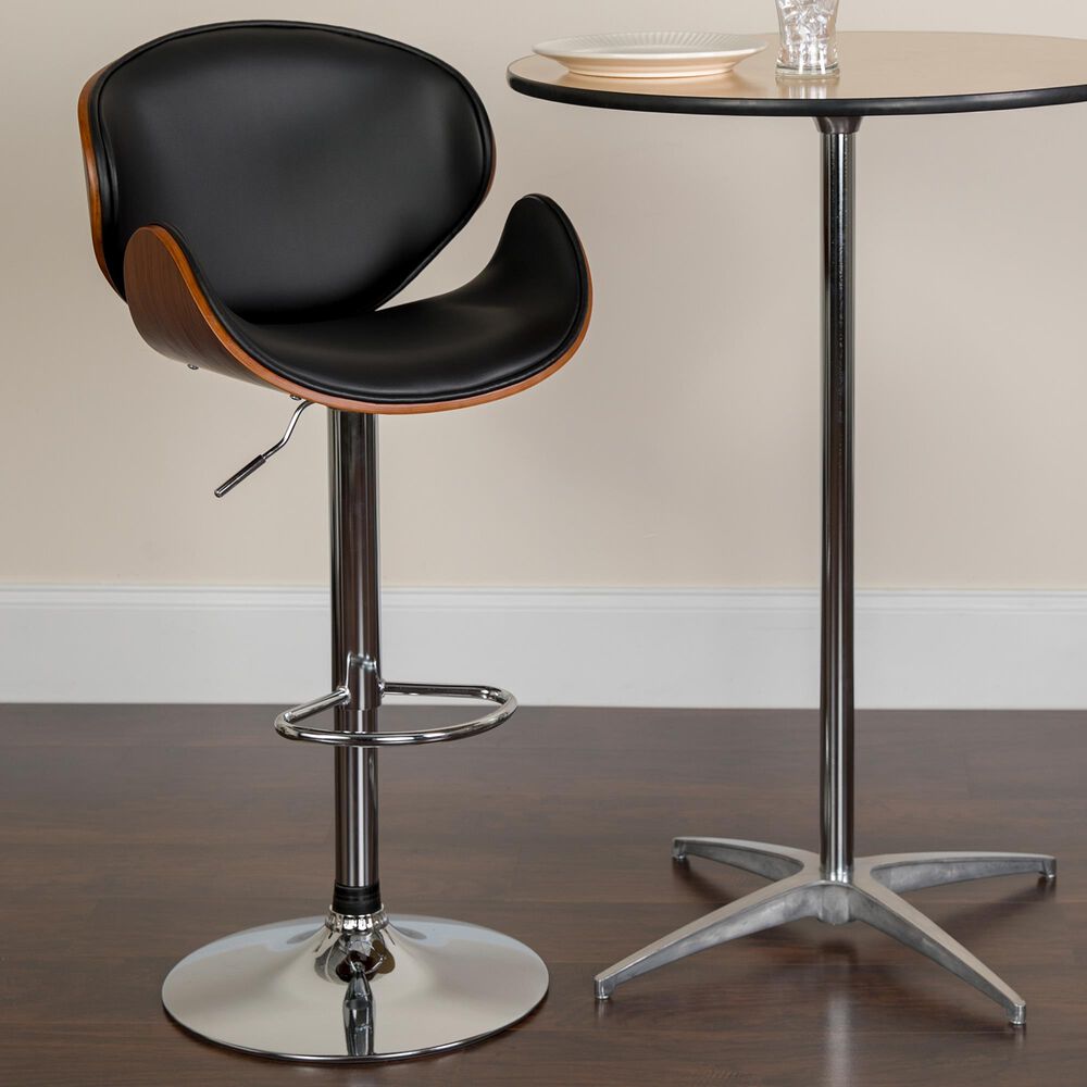 Flash Furniture Bentwood Adjustable Barstool in Black, , large