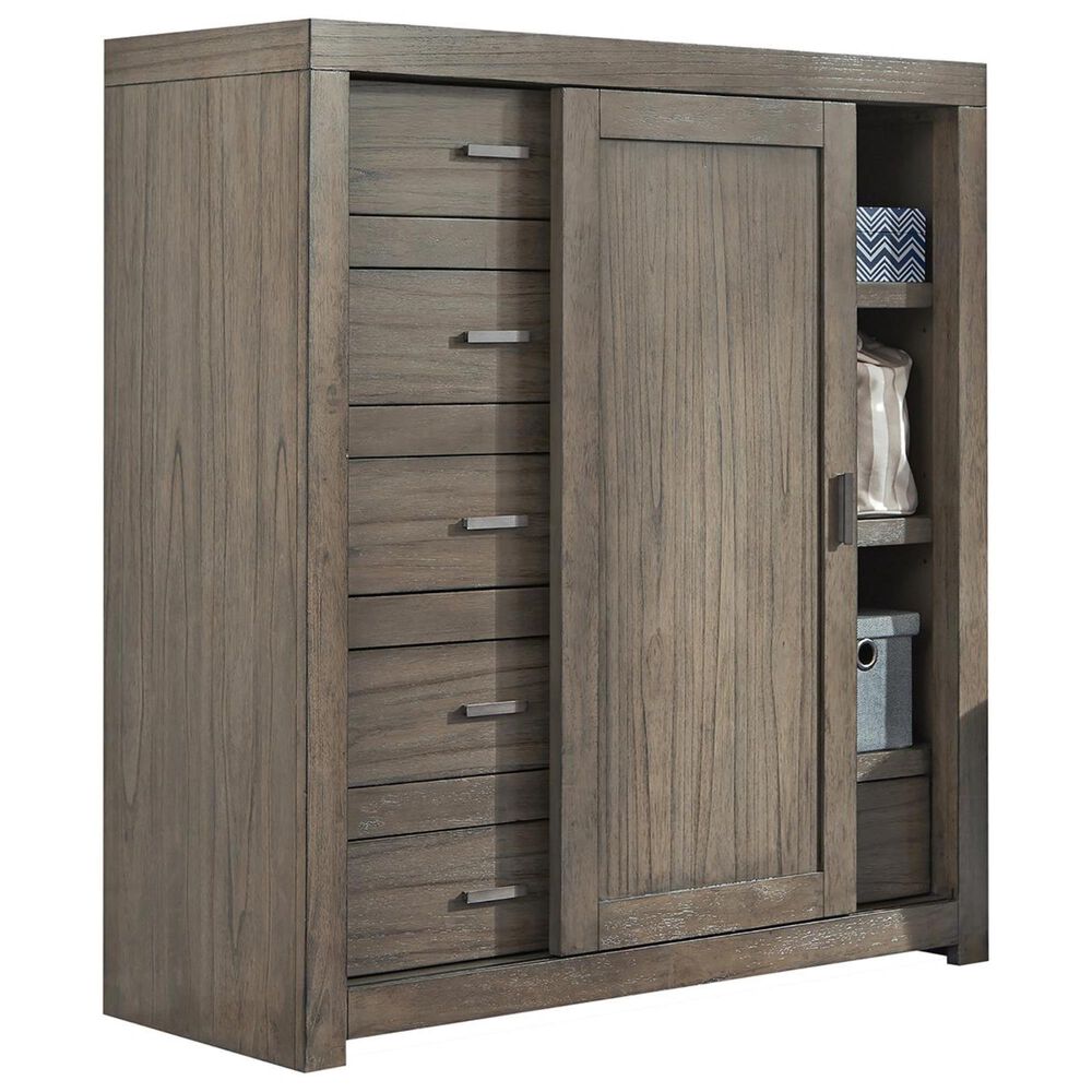 Riva Ridge Modern Loft Sliding Door Chest in Graystone, , large