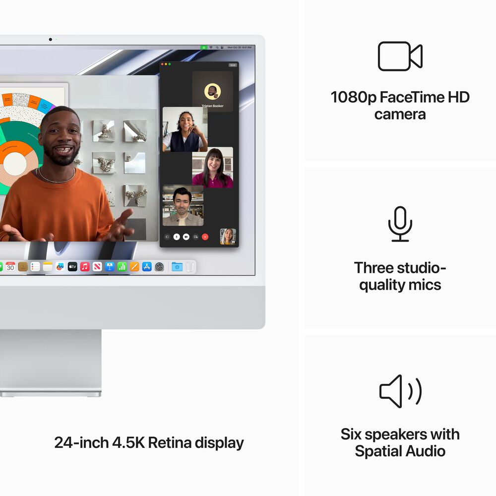 Apple 24-inch iMac with Retina 4.5K display: Apple M3 chip with 8 core CPU and 10 core GPU, 512GB SSD - Silver, , large