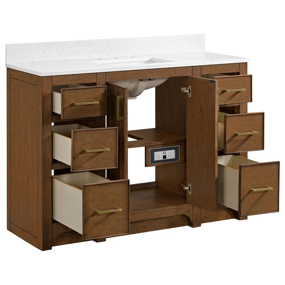 37B Lucerne 48" Single Bathroom Vanity in Dark Maplewood with Marble Top and Backsplash, , large