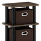 HOMLUX 5-Tier Tall Corner Open Bookshelf with 4 Storage Bins in Columbia Walnut and Black, , large