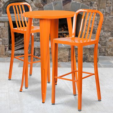 Flash Furniture 3-Piece Metal Bar Table Set in Orange, , large