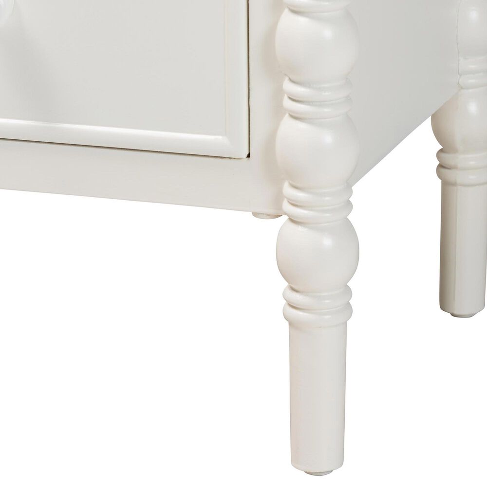 Baxton Studio Malinda 2-Drawer End Table with Spindle Legs in White, , large