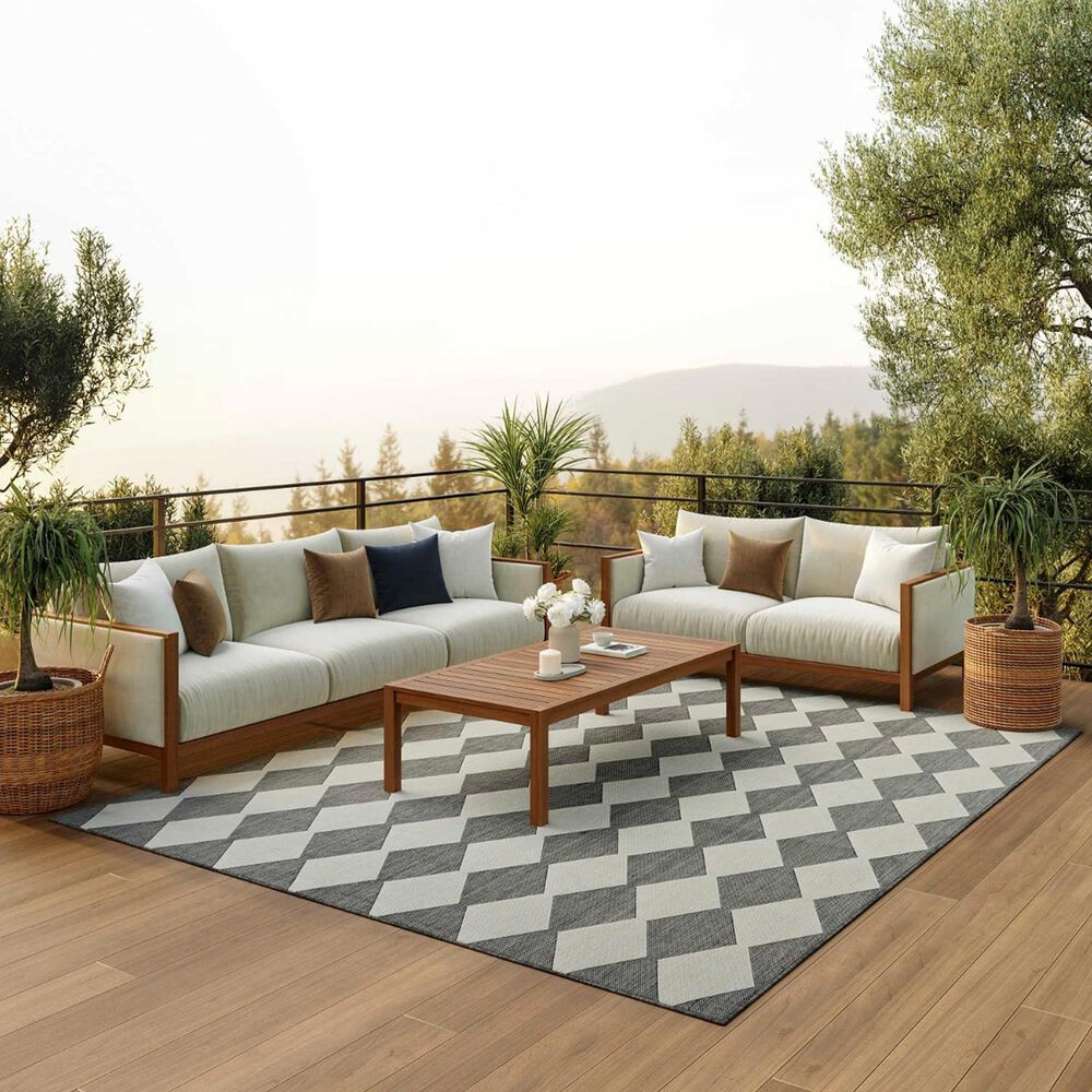 Nourison Positano Geometric Charcoal 8&#39; x 10&#39; Indoor/Outdoor Area Rug, , large