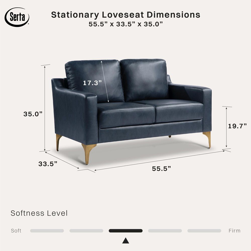 Lifestyle Solutions Fletcher Stationary Loveseat in Navy, , large