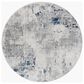 Surya Aisha 5"3" Round Charcoal, Light Gray, Blue and Off-White Area Rug, , large