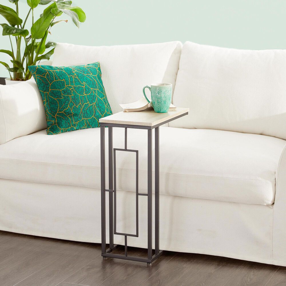 Maple and Jade C-Shaped Accent End Table in Cream and Black, , large