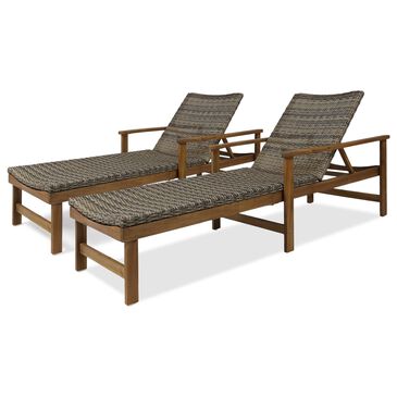 Noble House Hampton Patio Chaise Lounge in Natural and Gray (Set of 2), , large