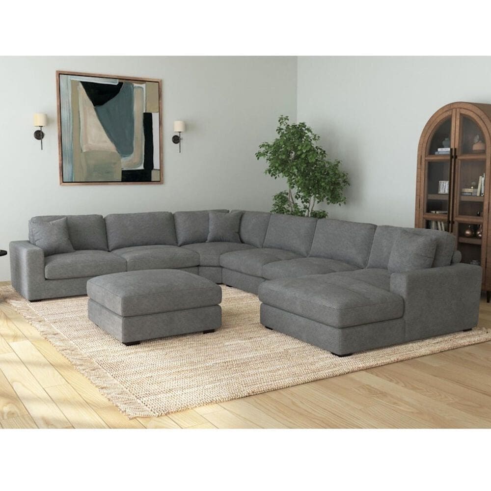 Mayberry Hill Arizona 6-Piece Stationary Right Facing Sectional in Charcoal, , large