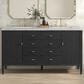 James Martin Vanities Myrrin 60" Double Vanity in Carbon Oak with 3 cm Eternal Jasmine Pearl Quartz Top, , large