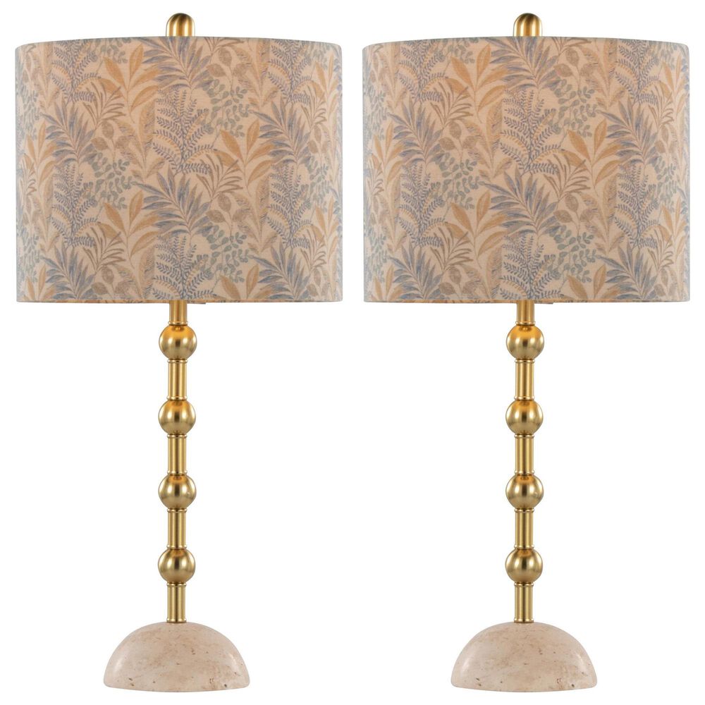 LumiSource Malibu Table Lamp with Tan Leaf Shade in Gold (Set of 2), , large