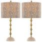 LumiSource Malibu Table Lamp with Tan Leaf Shade in Gold (Set of 2), , large