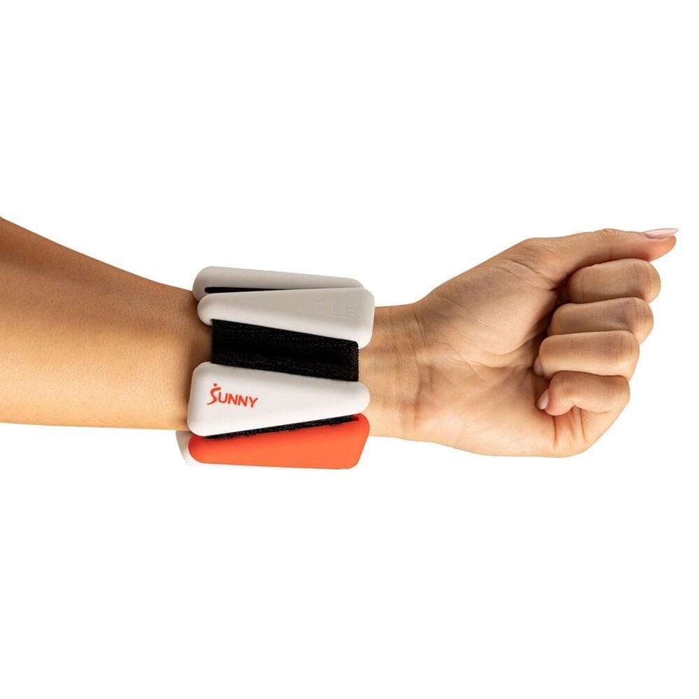 Sunny Health &amp; Fitness Adjustable Wrist Weights 1 Lb Pair in White and Red, , large