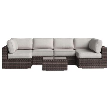 Living Source International 7-Piece Patio Sectional Set in Brown, , large