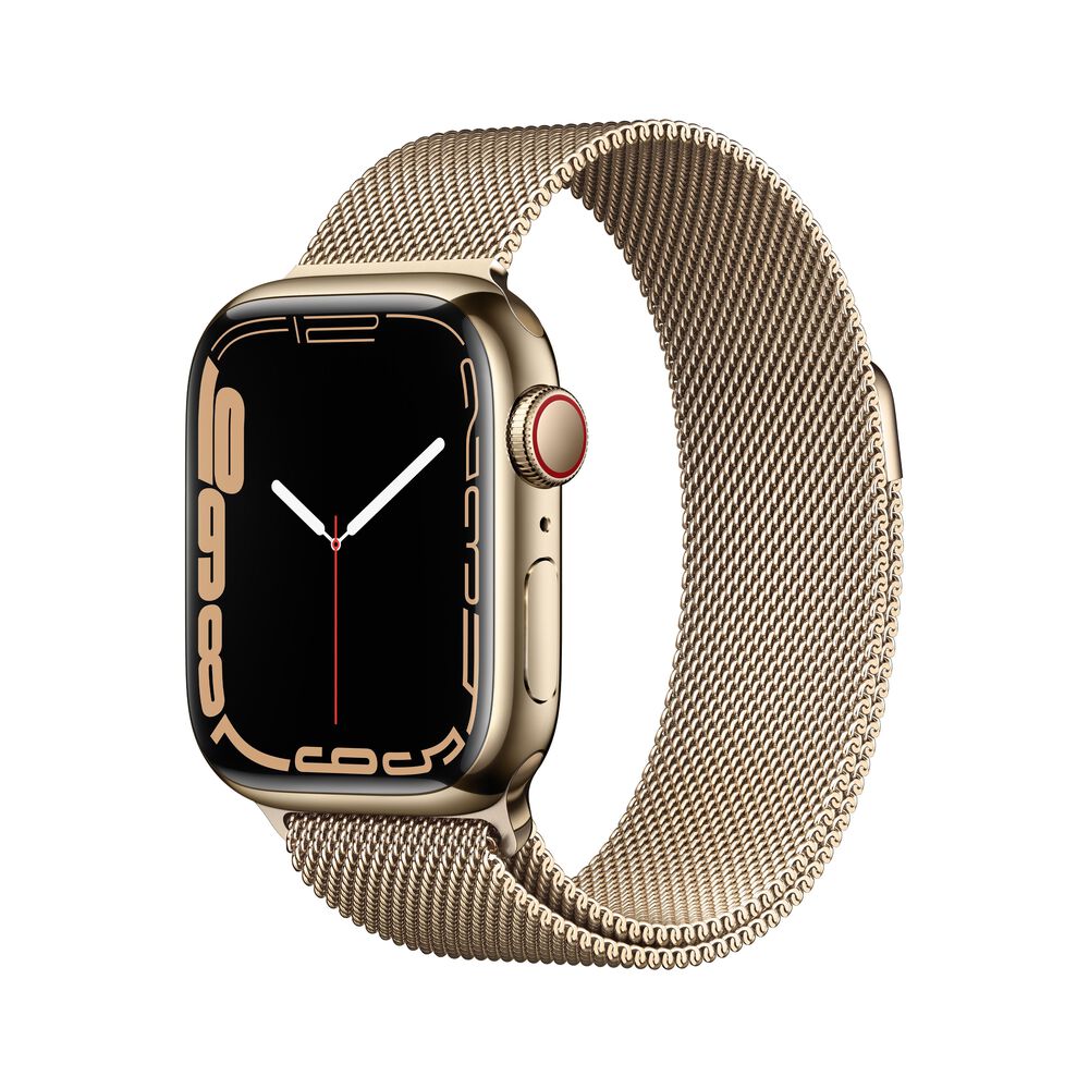 Apple Watch Series 7 (GPS + Cellular) 41mm Gold Stainless Steel Case with Gold Milanese Loop, , large
