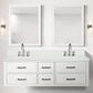 Lexora Home Castor 60" Double Bathroom Vanity in White with White Quartz Top, Rectangular Sinks and 28" Mirrors, , large