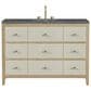 James Martin Vanities Celeste 48" Single Vanity in Sun-washed Oak with Embossed Shagreen and with 3 cm Parisien Bleu Quartz Top, , large