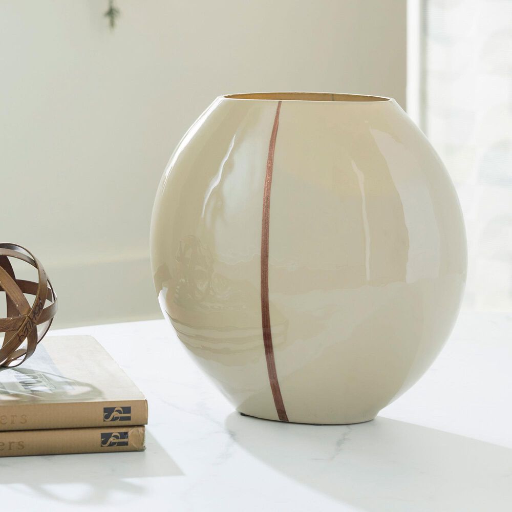 Ashley Sheabourne 9&quot; Vase in Cream, , large
