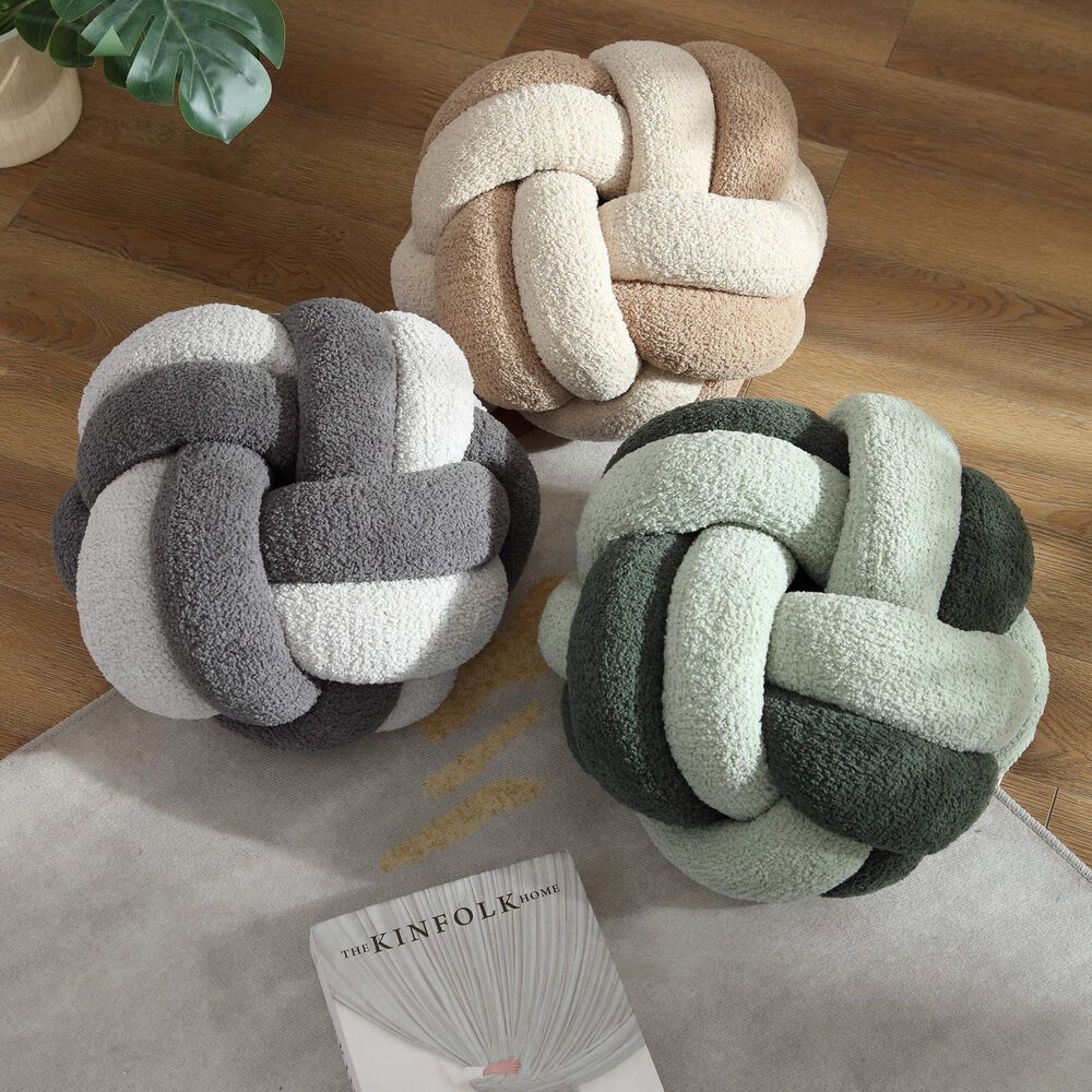 Sunday Citizen 12&quot; Round Knot Throw Pillow in Sage and Moss, , large