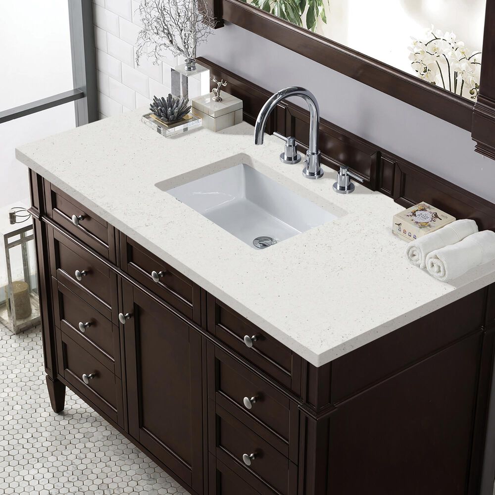 James Martin Vanities Brittany 48&quot; Single Bathroom Vanity in Burnished Mahogany with 3 cm Lime Delight Quartz Top and Rectangular Sink, , large