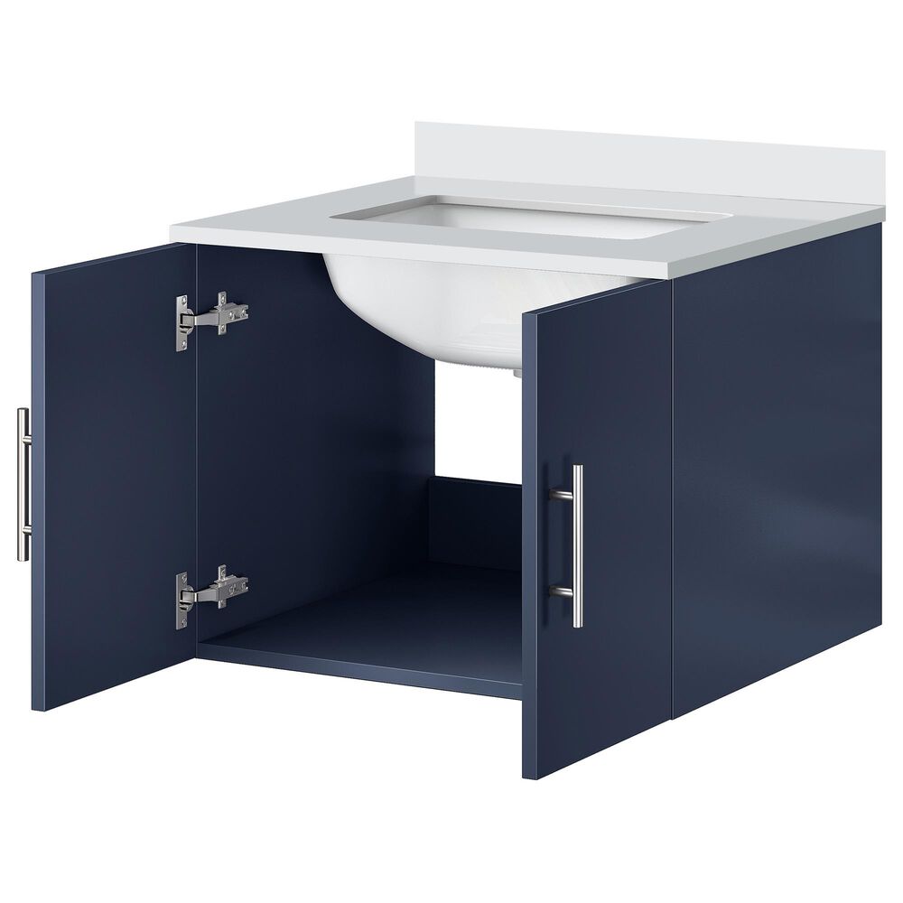 Lexora Home Geneva 24&quot; Single Bathroom Vanity in Navy Blue with 2 cm White Cultured Marble Top and Rectangular Sink, , large