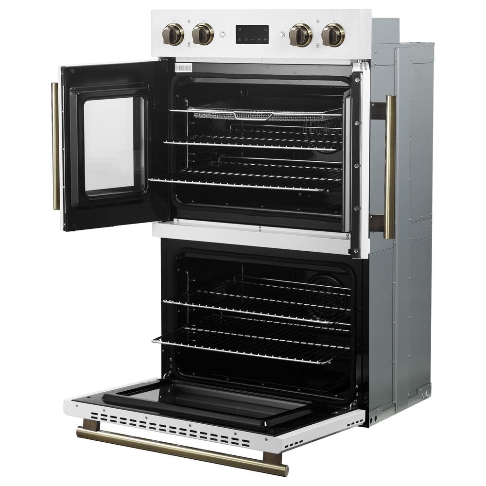Forno Asti 30" Double Electric Wall Oven with Upper French Door in White, , large