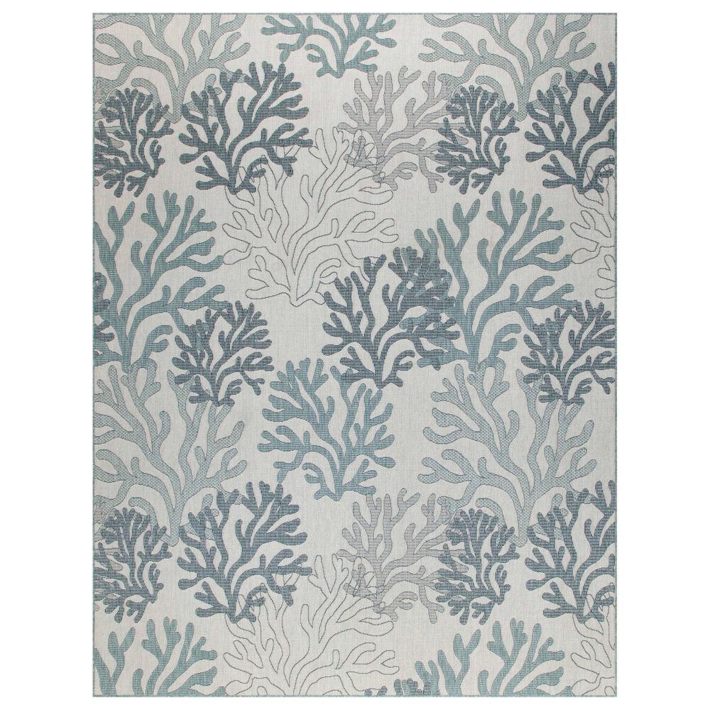 Nourison Garden Oasis Nautical Blue 9" x 12" Indoor/Outdoor Area Rug, , large