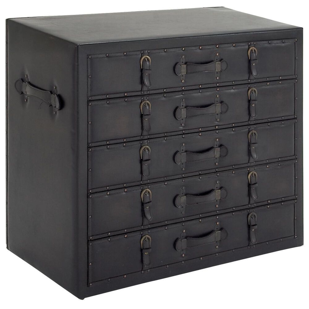 Maple and Jade 5-Drawer Room Chest with Stud and Buckle Detail in Black, , large