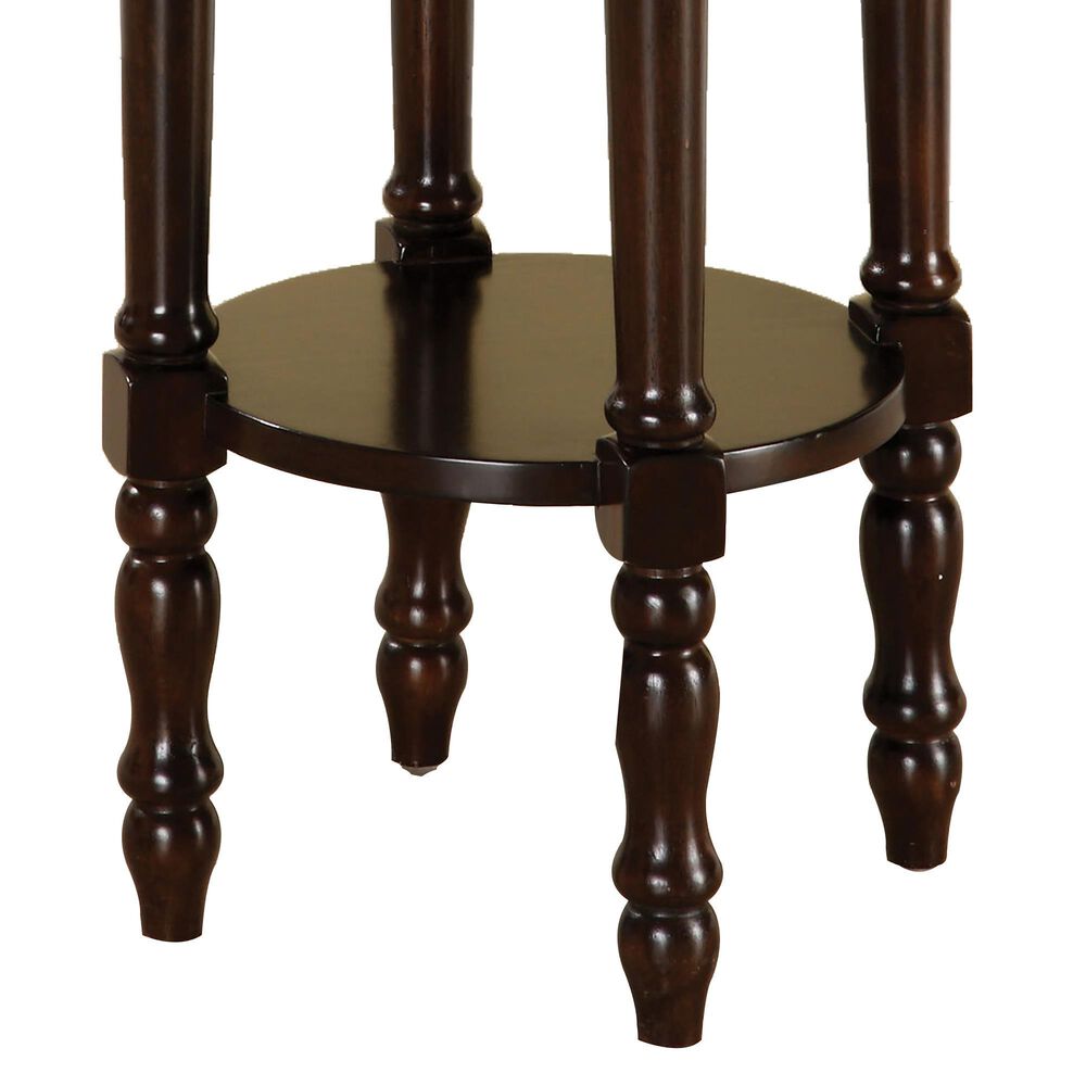 Furniture of America Goncalves End Table with Ivory Marble Top in Dark Cherry, , large