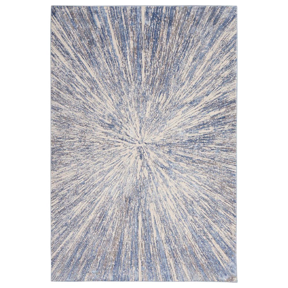 Nourison Silky Textures SLY05 5"3" x 7"3" Blue and Grey Area Rug, , large