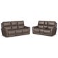 Flexsteel Carter Power Reclining Sofa and Loveseat Set in Cappuccino Brown, , large