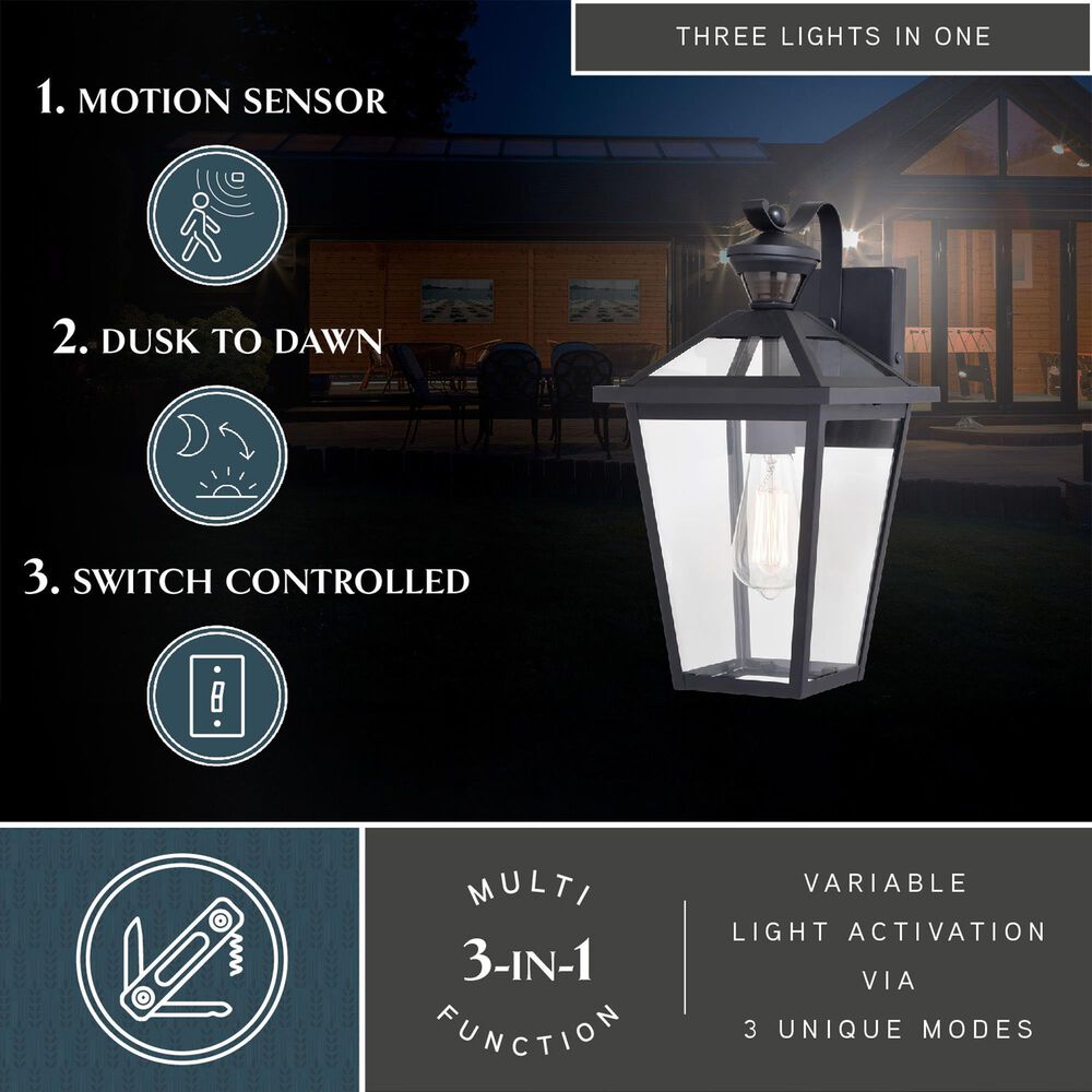 Vaxcel Derby 1-Light Outdoor Motion Sensor Wall Mount in Matte Black, , large