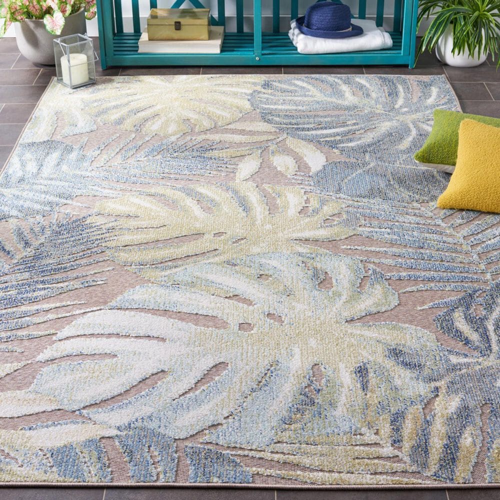 Safavieh Sarasota 4&#39;5&quot; x 6&#39;5&quot; Light Green and Brown Indoor/Outdoor Area Rug, , large