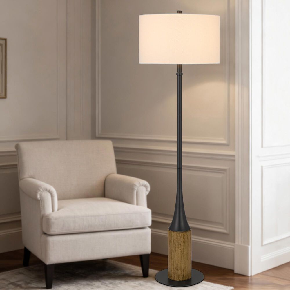 Cal Lighting Winslow Floor Lamp in Charcoal Grey and Oak, , large