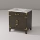 Lexora Home Laurel 30" Single Bathroom Vanity in Brown Oak with White Carrara Marble Top and Rectangular Sink, , large