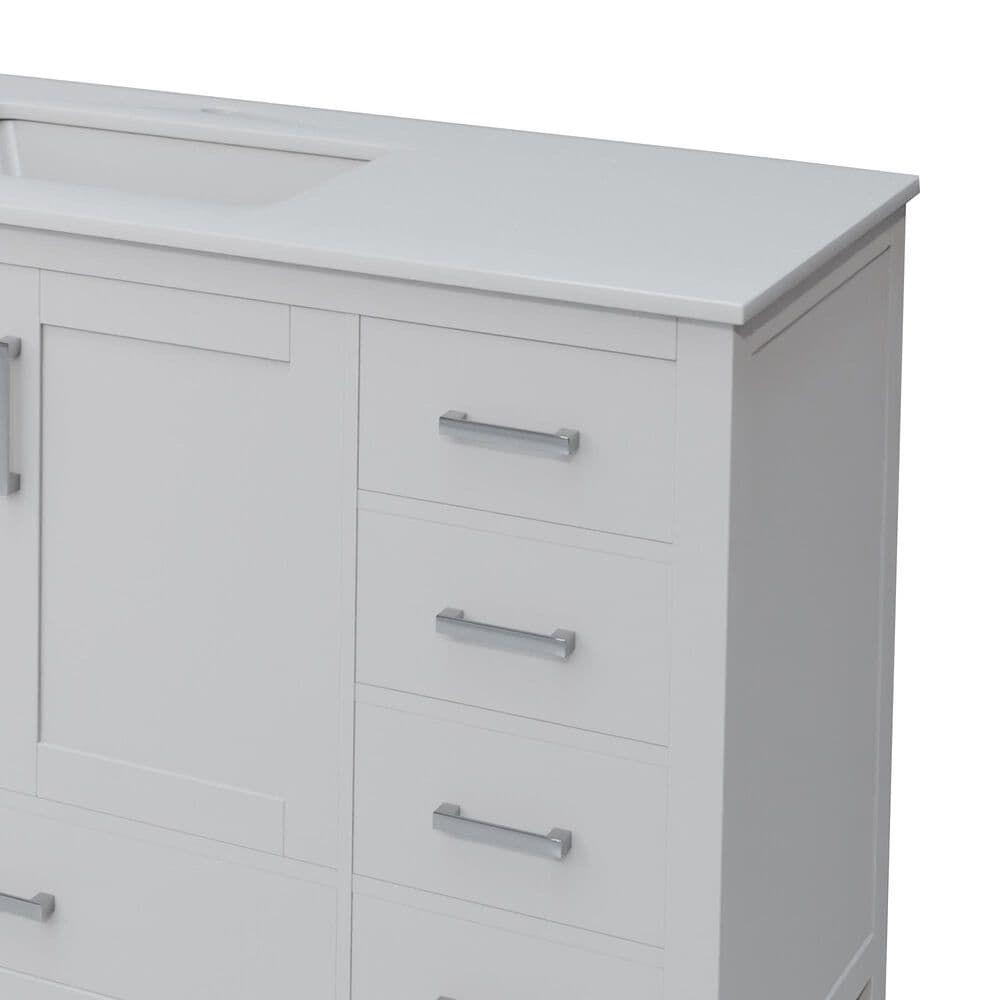 Lexora Home Jacques 84" Double Bathroom Vanity in White with 2 cm White Quartz Top and Rectangular Sinks, , large