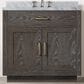 Lexora Home Abbey 36" Single Bathroom Vanity in Brown Oak with 2 cm White Carrara Marble Top and Rectangular Sink, , large