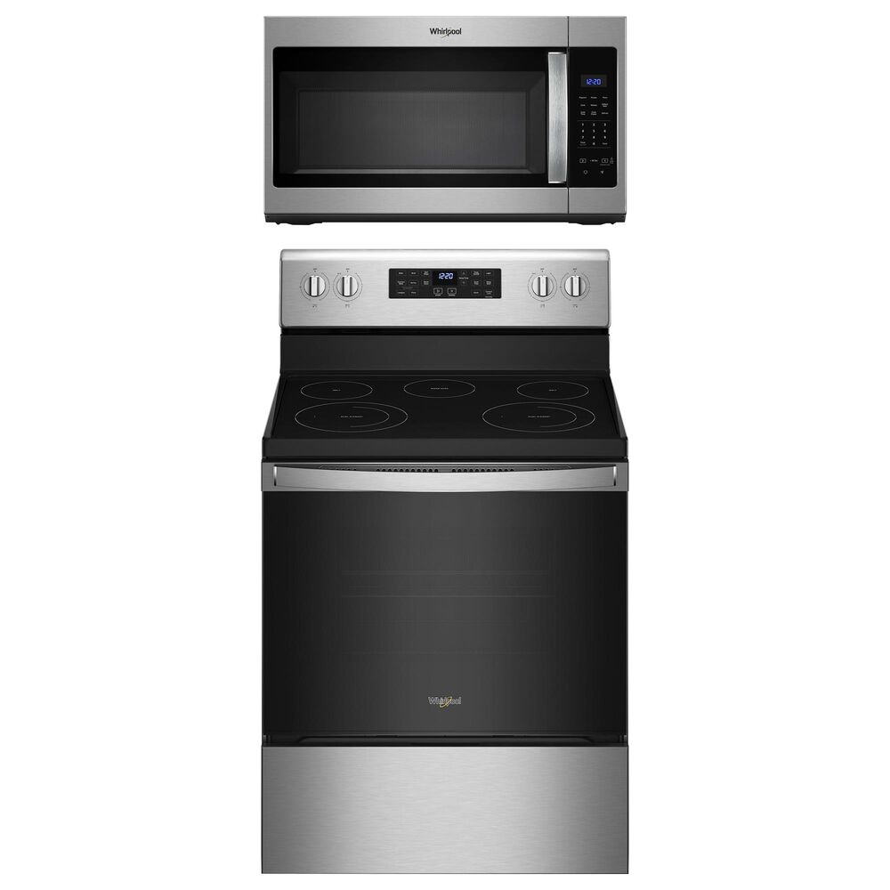 Whirlpool 2-Piece Kitchen Package with 5.3 Cu. Ft. Air Fry Electric Range and Microwave in Stainless Steel, , large