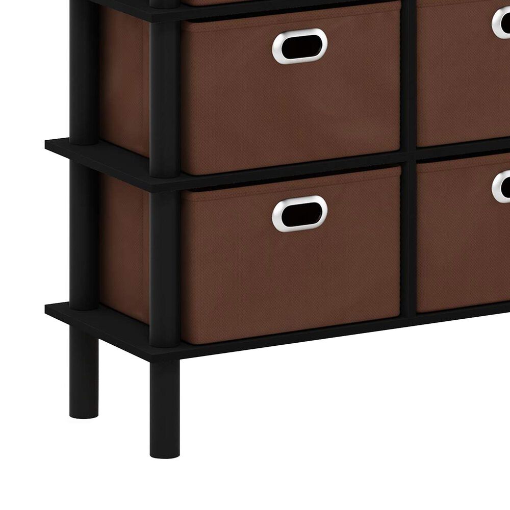 HOMLUX 5-Tier Modern Storage Bookshelf with 6 Storage Bins in Black Oak, , large