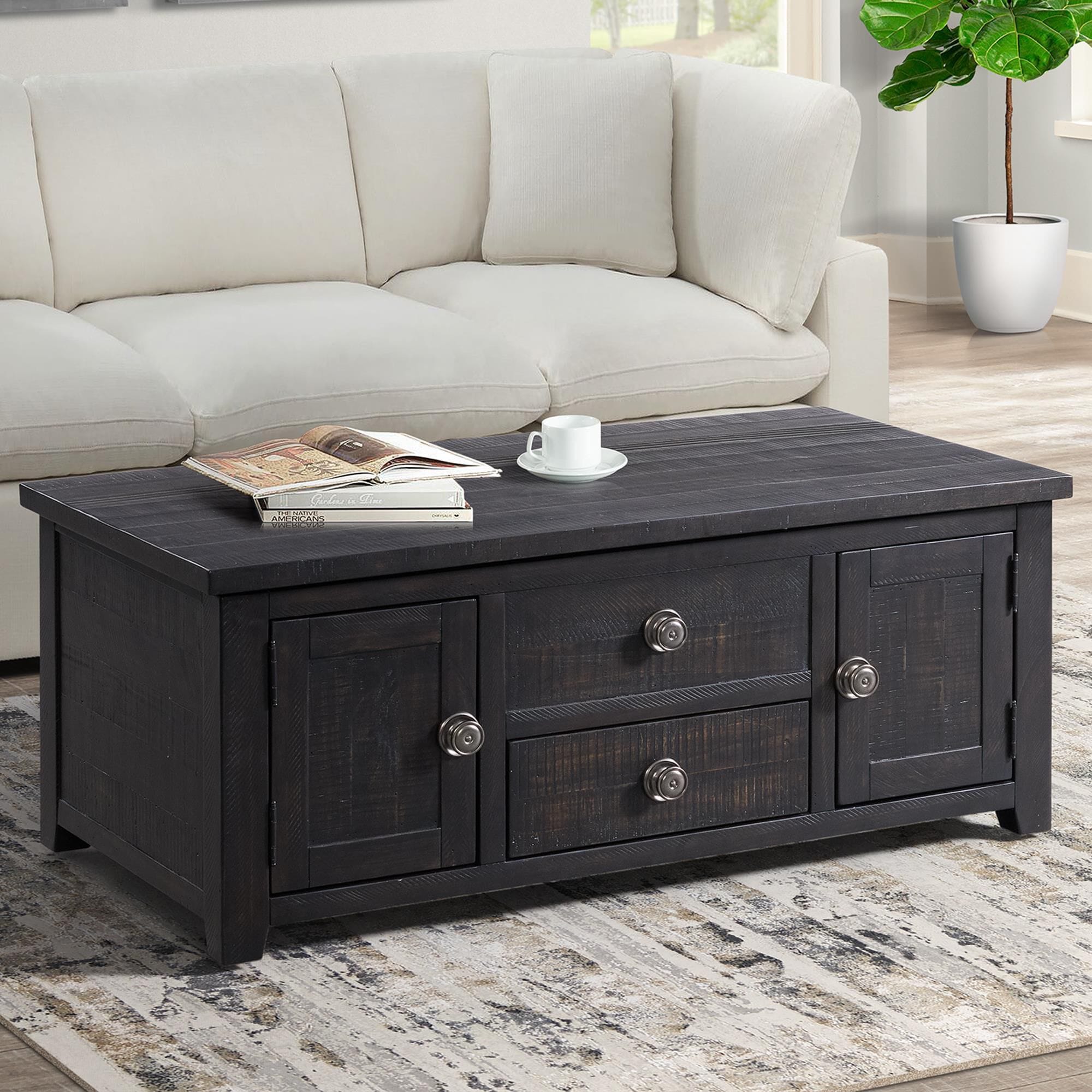 Mayberry Hill Kendyl 2-Drawer Coffee Table with Lift Top in Espresso