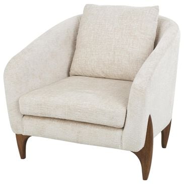 Maple and Jade Rounded Boucle Accent Chair with Matching Pillow in White, , large