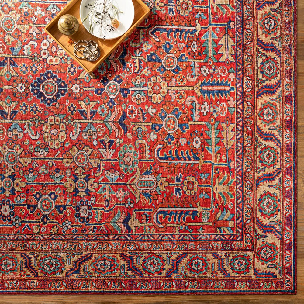 Surya Iris Burnt Orange, Dark Blue, Yellow, Light Pink, Oatmeal and Olive 7&#39;6&quot; x 9&#39;6&quot; Area Rug, , large