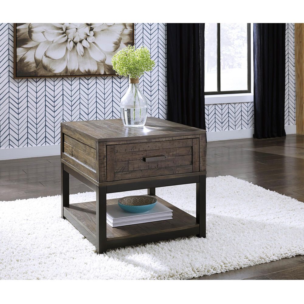 Ashley Johurst Rectangular End Table in Grayish Brown and Black, , large