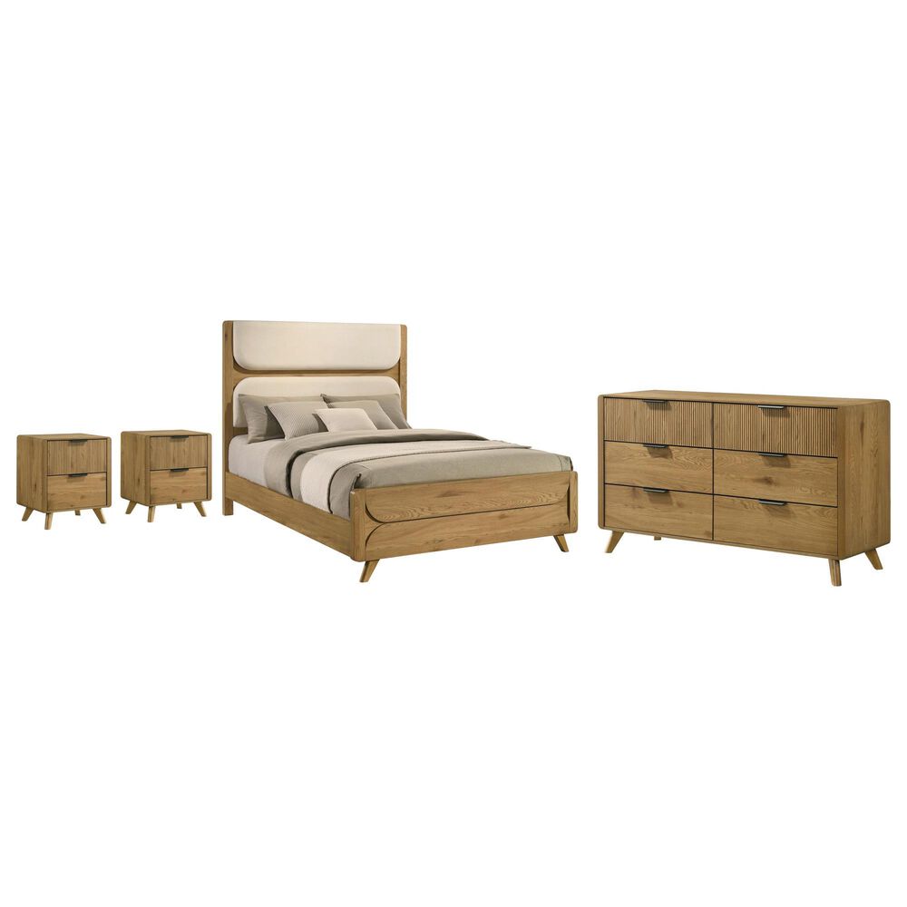 Pacific Landing Bennett Queen Bed with Dresser and Two Nightstands in Light Oak, , large