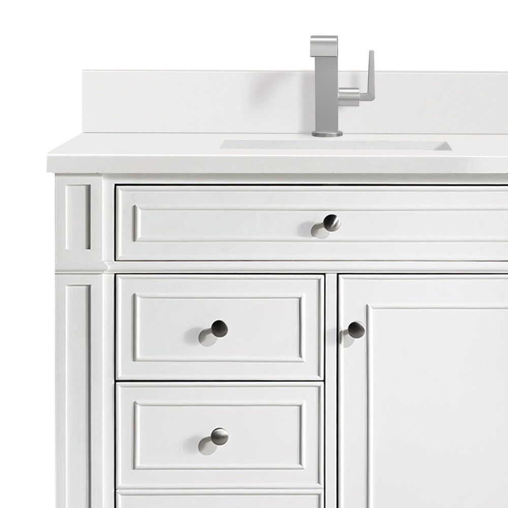 James Martin Vanities Bristol 36&quot; Single Bathroom Vanity in Bright White with Single Hole 3 cm White Zeus Quartz Top and Rectangular Sink, , large