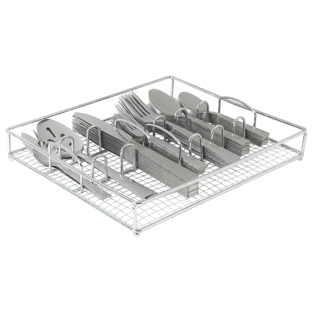 Gibson Overseas, Inc Prato 65-Piece Flatware Set with Wire Caddy in Silver, , large