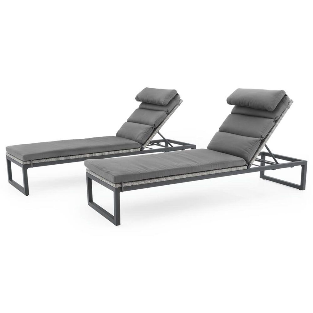 RST Brands Milo Patio Chaise Lounge with Charcoal Gray Cushion in Gray - Set of 2, , large