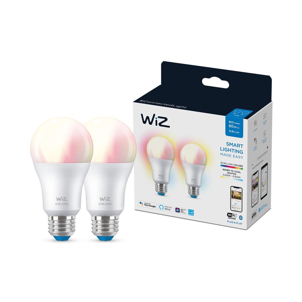 Wiz A19 Smart Bulb &#40;2-Pack&#41; Color/White, , large