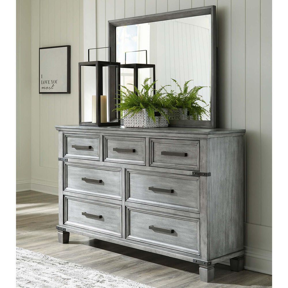 Ashley Russelyn 7 Drawer Dresser and Mirror in Gray, , large